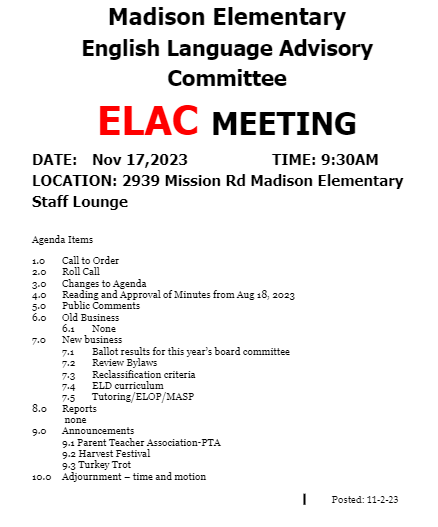  ELAC Nov 17,2023